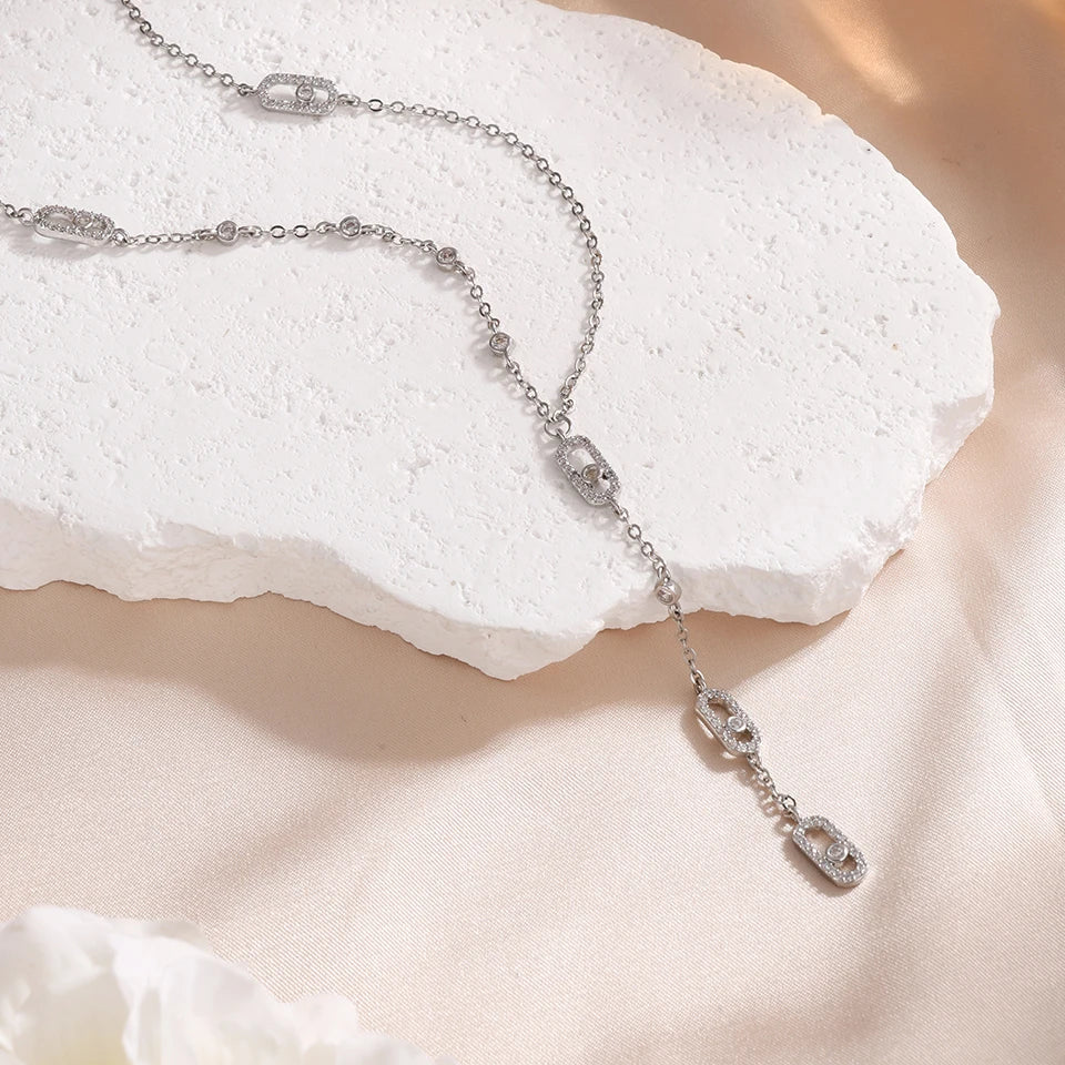 Classic Geometry Three Eye Pendant Tassel Neck Chain Clavicle Chain Necklace