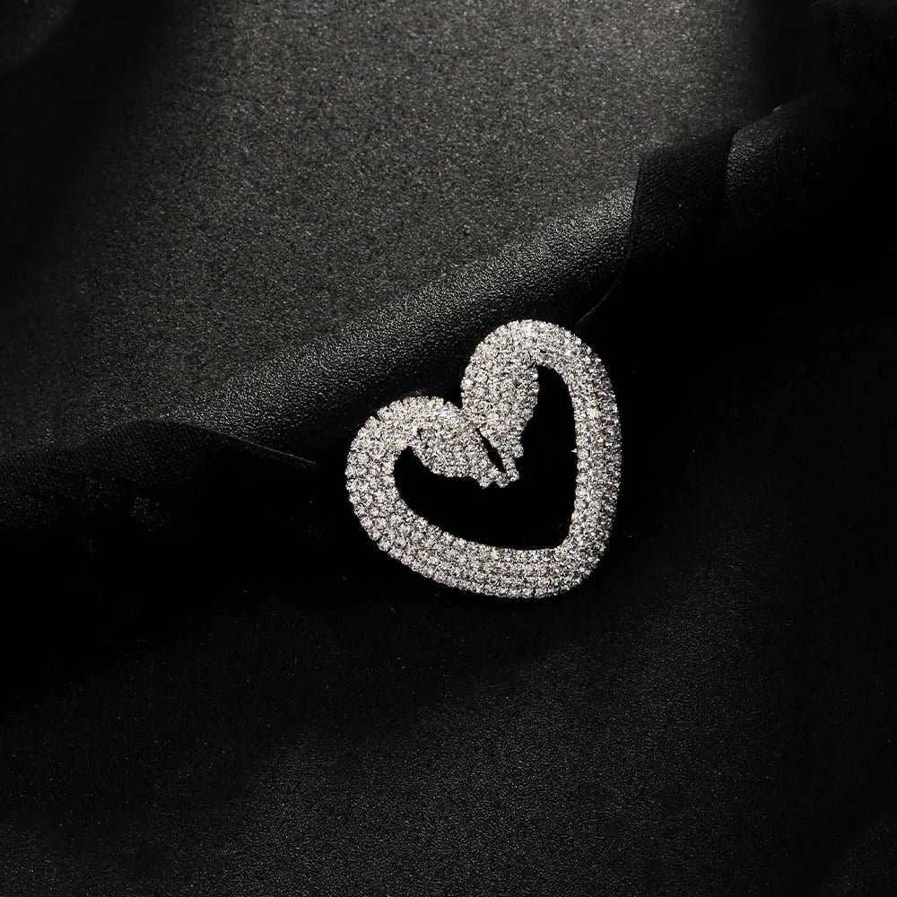 Fashion Y2k Heart Choker Necklace Elastic Rope for Girl Party Gift Romantic Valentine's Day Gift Rhinestone Collar Jewelry Women