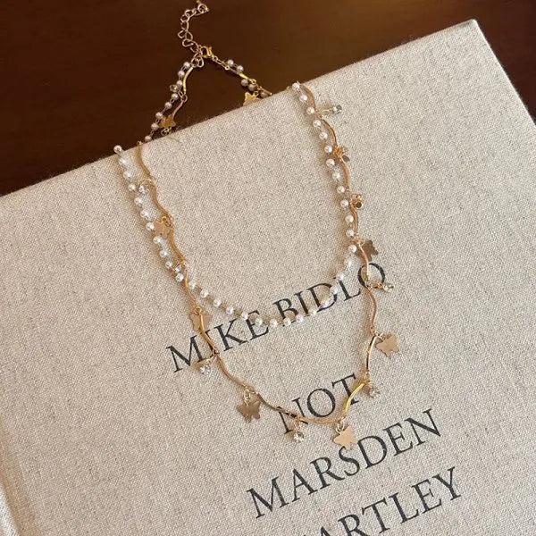 Minimalist Imitation Pearl Long Tassel Necklace For Women Ladies Elegant White Pearl Choker Clavicle Chain Wedding Party Jewelry