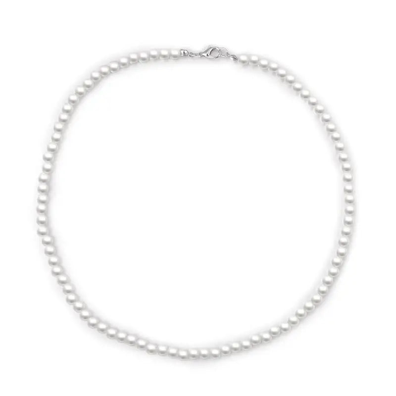 New Trendy Imitation Pearl Necklace For Men Temperament Simple Handmade Strand Bead Necklace Men Fine Jewelry Wedding Gift