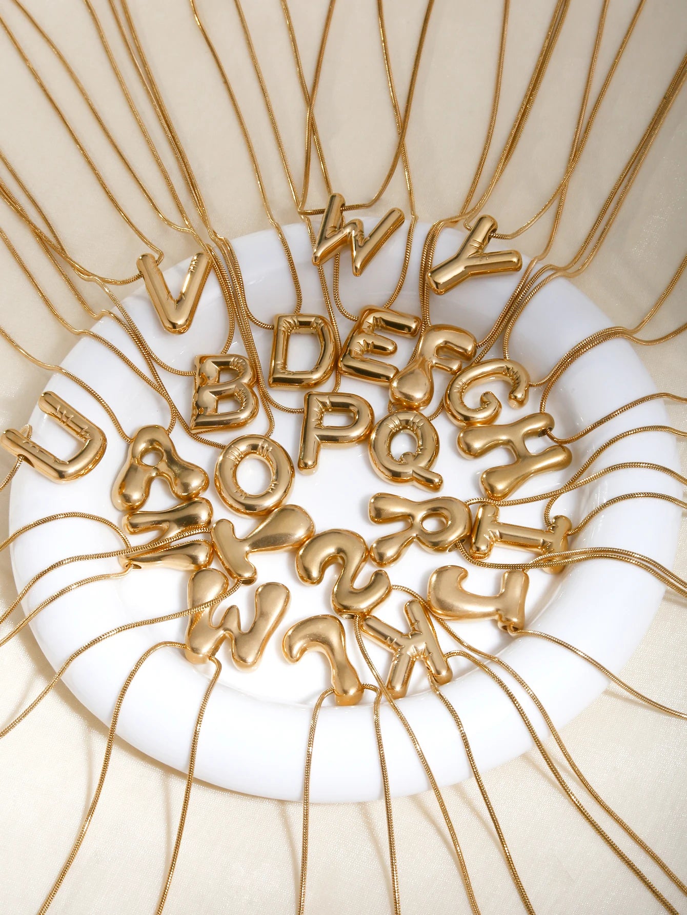 Korean Fashion Personality Cute Y2K Stainless Steel Plated 18K Gold, Q Version Of The Letter Pendant Necklace For Men And Women