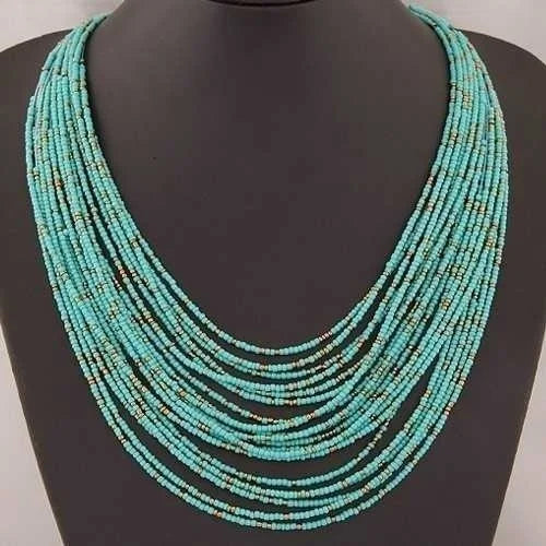 Statement Necklace for Women Collier Femme 2022 Fashion Boho Beads Multi-layer Choker Necklaces & Pendants Bijoux Collares