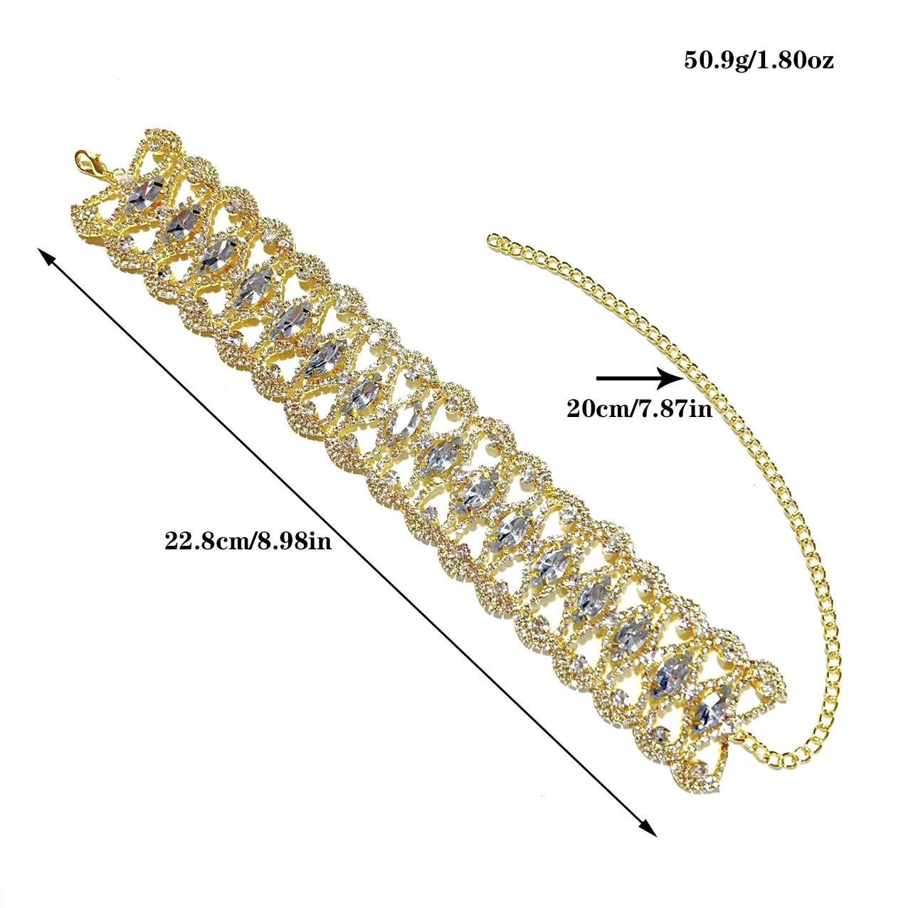 Fashionable luxury sparkling rhinestone necklace, European and American fashionable crystal collarbone chain, party jewelry