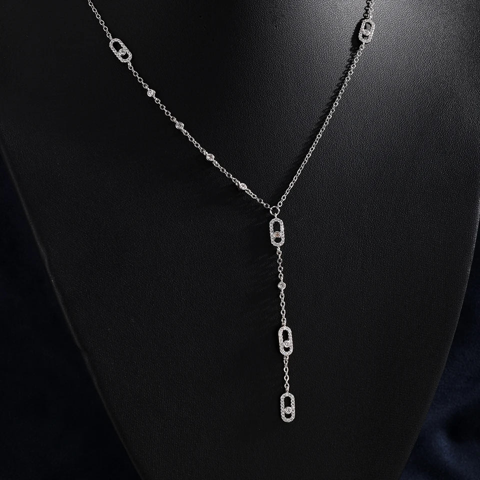 Classic Geometry Three Eye Pendant Tassel Neck Chain Clavicle Chain Necklace