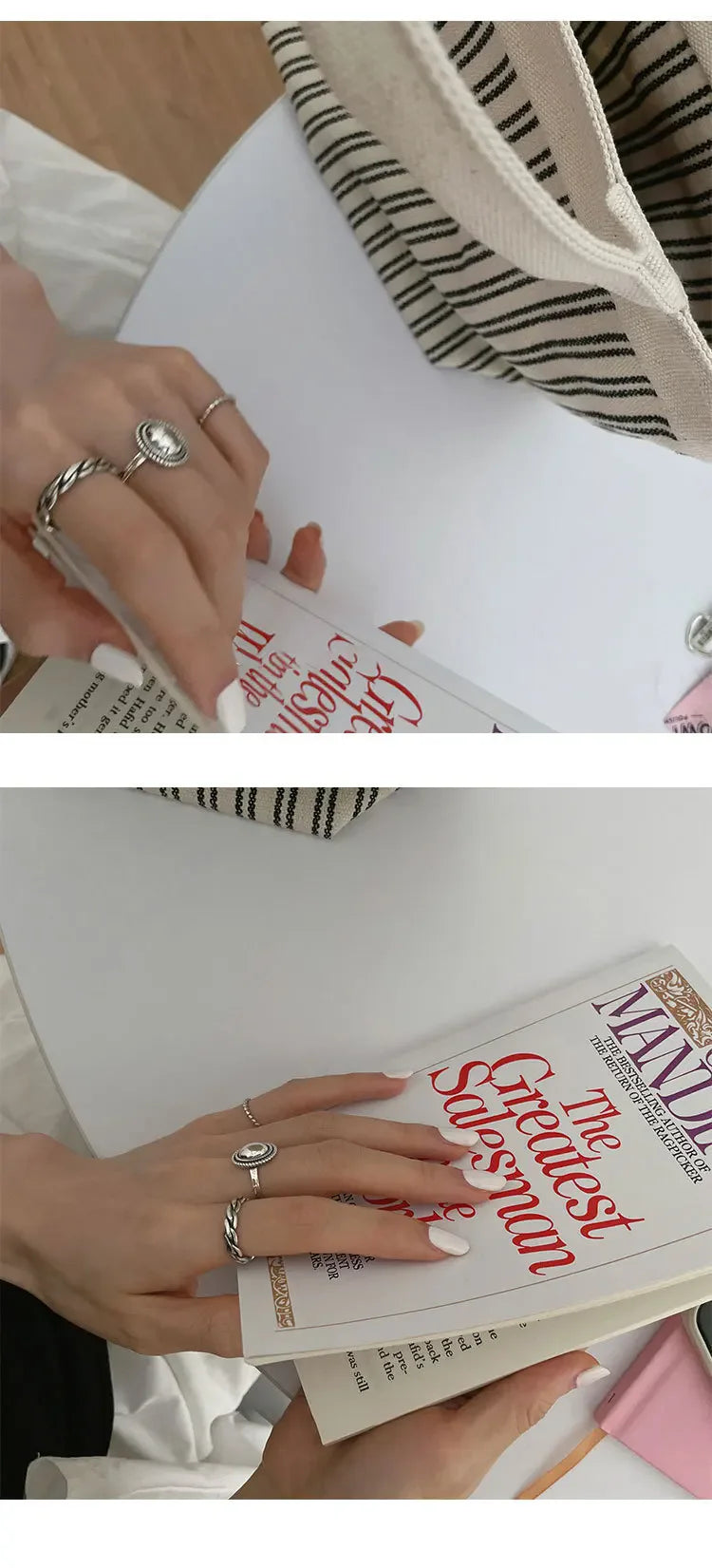 925 Sterling Silver Rings Couples Accessories INS Fashion Vintage Twist Design Round Shape Geometric Thai Silver Jewelry