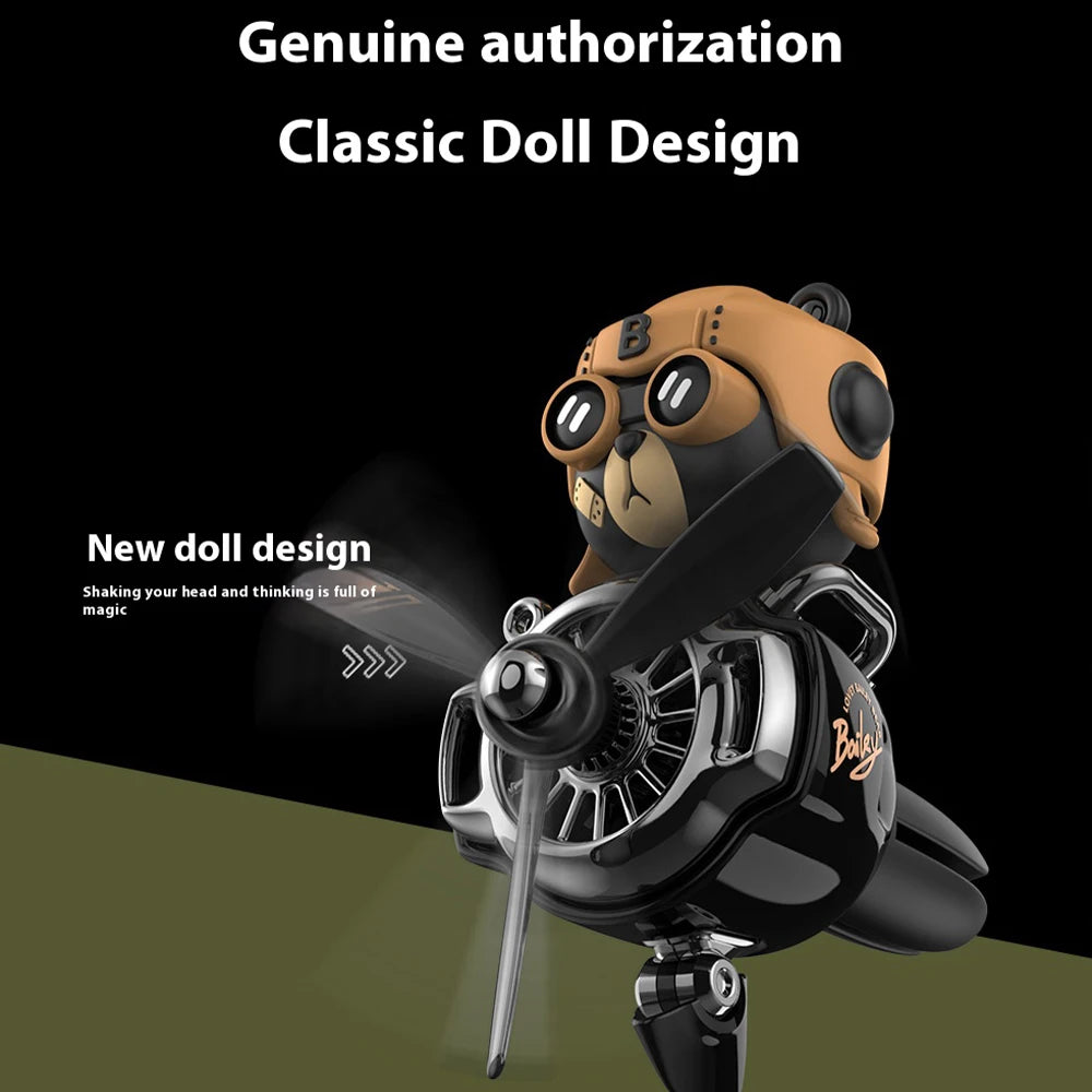 Car Aromatherapy Air Freshener Bear Pilot Rotating Propeller Aromatherapy Interior Perfume Diffuser Vent Fragrance Car Ornament