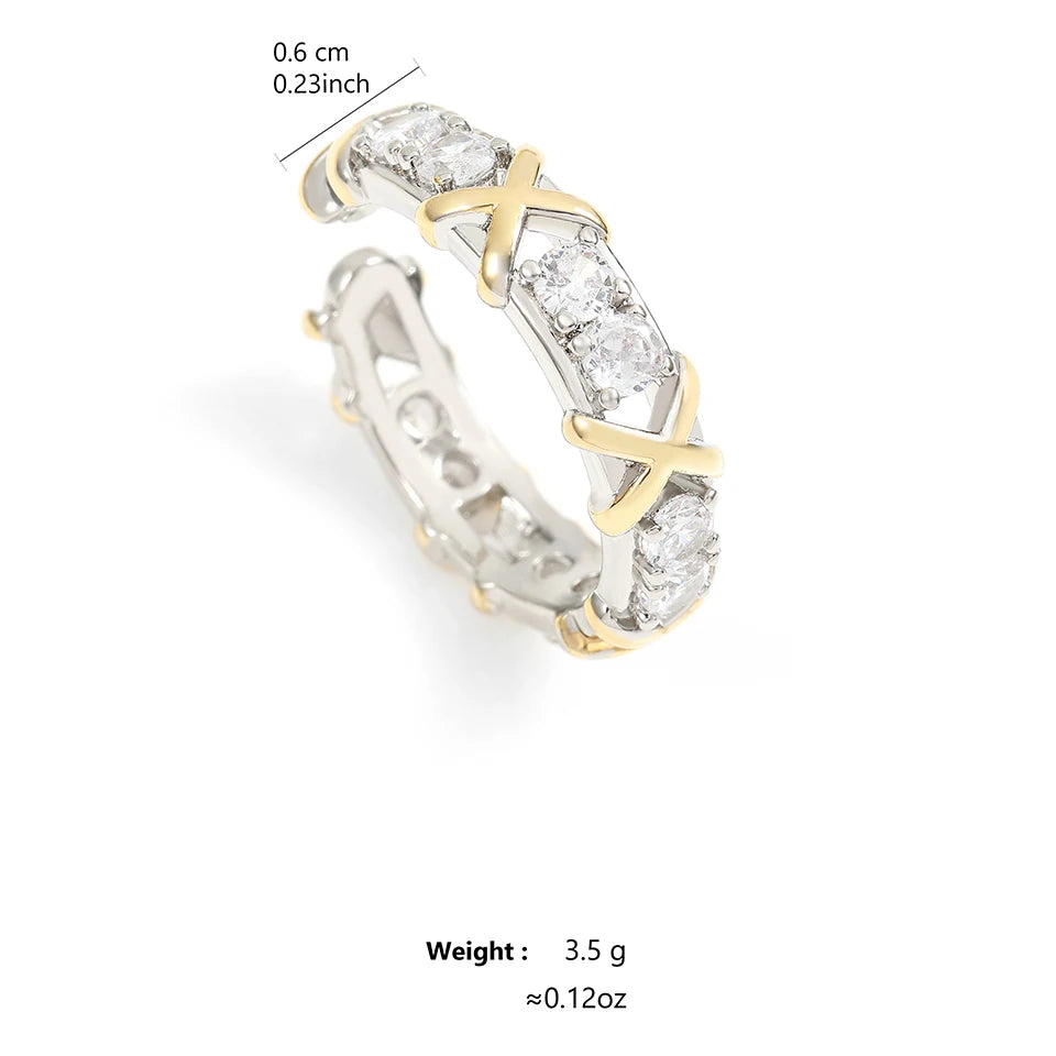 ZAKOL Fashion X Cross Zircon Bracelet Rings for Women Gorgeous Wedding Engagement Party Jewelry Set Factory Wholesale