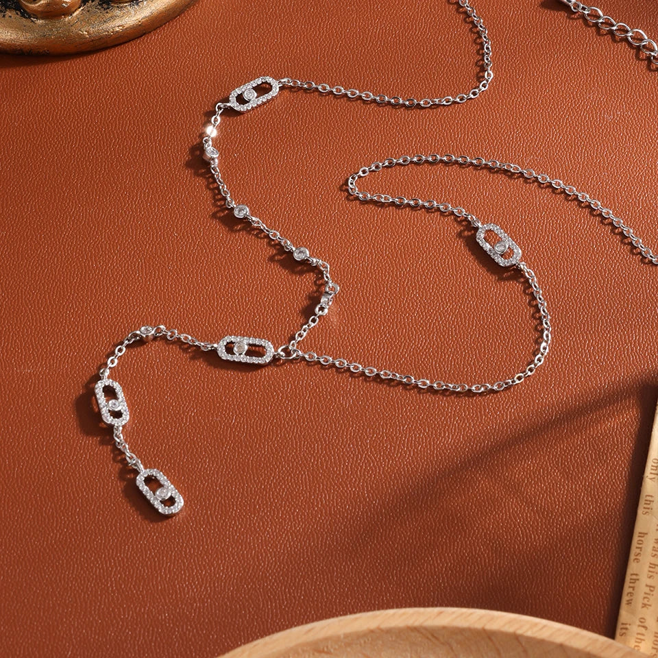 Classic Geometry Three Eye Pendant Tassel Neck Chain Clavicle Chain Necklace