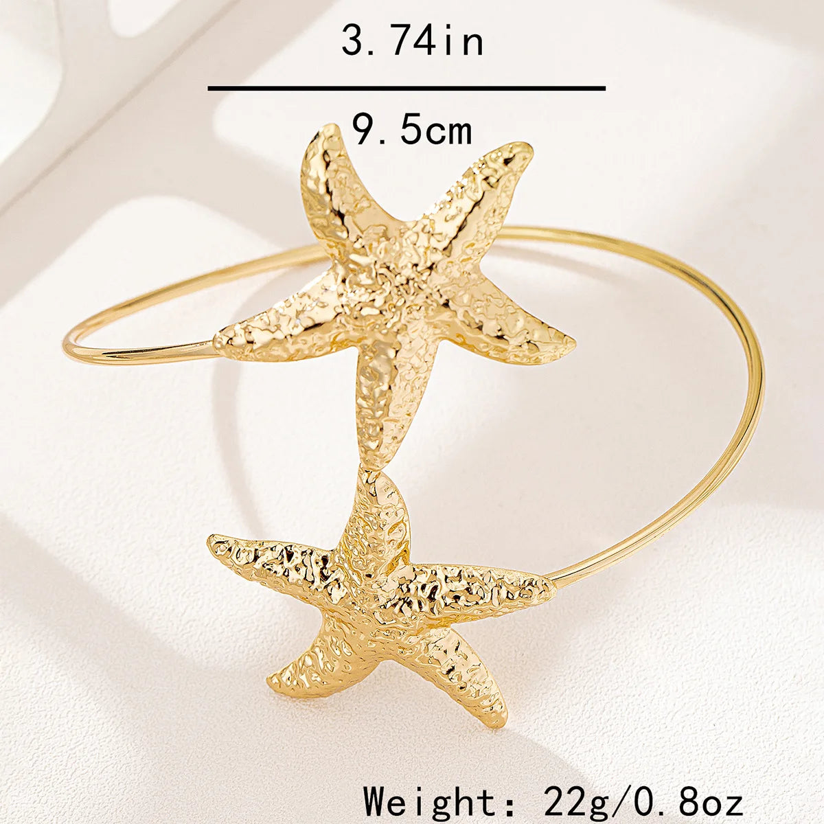 Bohemian Metal Starfish Open Arm Bracelet for Women String Leaf Wave Flower Ins Style Cuff Arm Bangle Beach Party Jewelry Gift