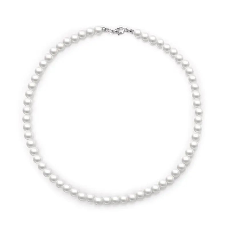 New Trendy Imitation Pearl Necklace For Men Temperament Simple Handmade Strand Bead Necklace Men Fine Jewelry Wedding Gift