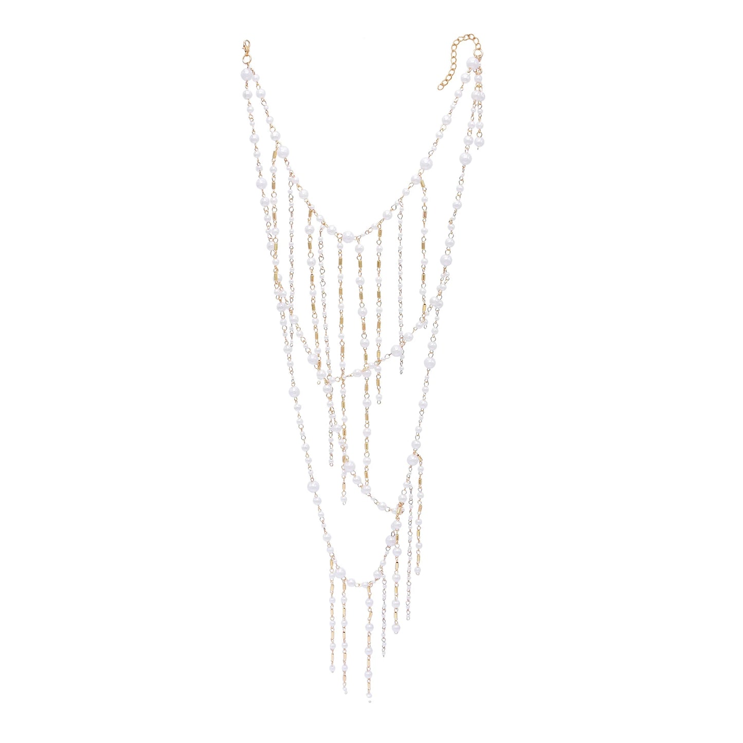 European and American Fashion Simple Collarbone Necklace For Women Multi Layer Chain Trendy Long Tassel Choker Jewelry Accessory