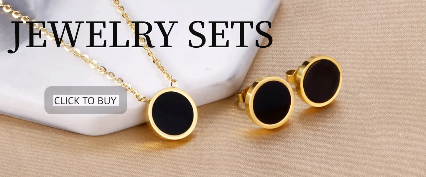 LUXUSTEEL Pendant Earnail Chain Bracelet Set Flower Shaped Stainless Steel Pendants Necklace Earring Sets Necklace Jewelry Gift