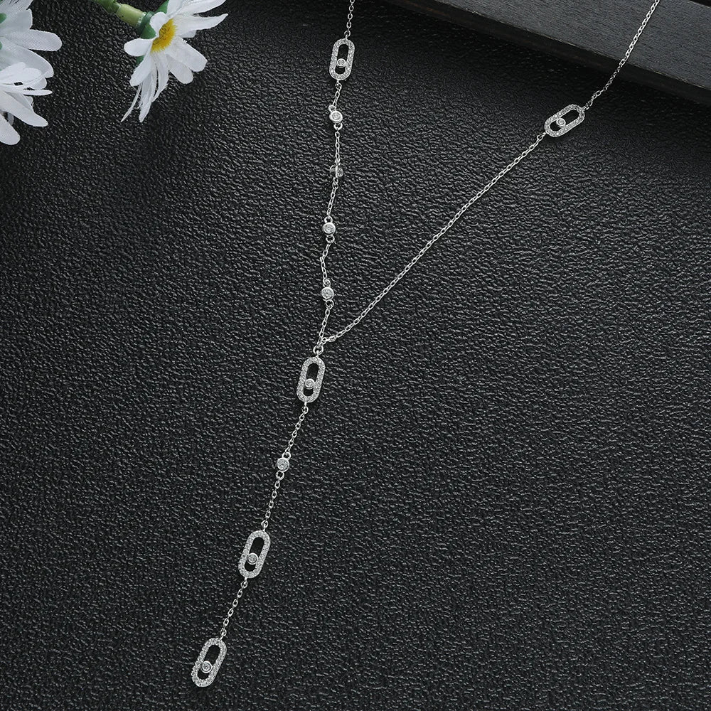 Classic Geometry Three Eye Pendant Tassel Neck Chain Clavicle Chain Necklace