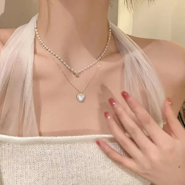 Minimalist Imitation Pearl Long Tassel Necklace For Women Ladies Elegant White Pearl Choker Clavicle Chain Wedding Party Jewelry