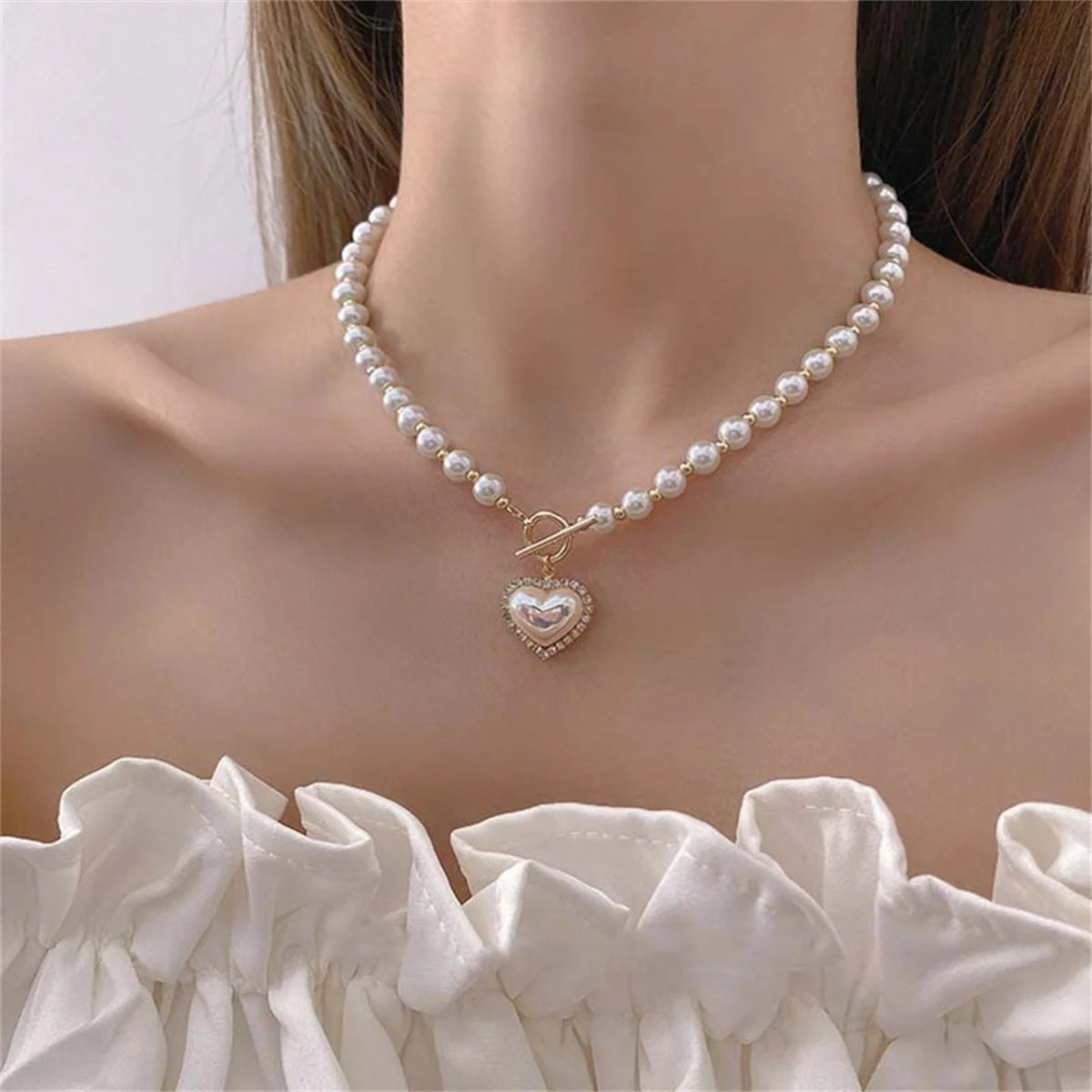 Minimalist Imitation Pearl Long Tassel Necklace For Women Ladies Elegant White Pearl Choker Clavicle Chain Wedding Party Jewelry