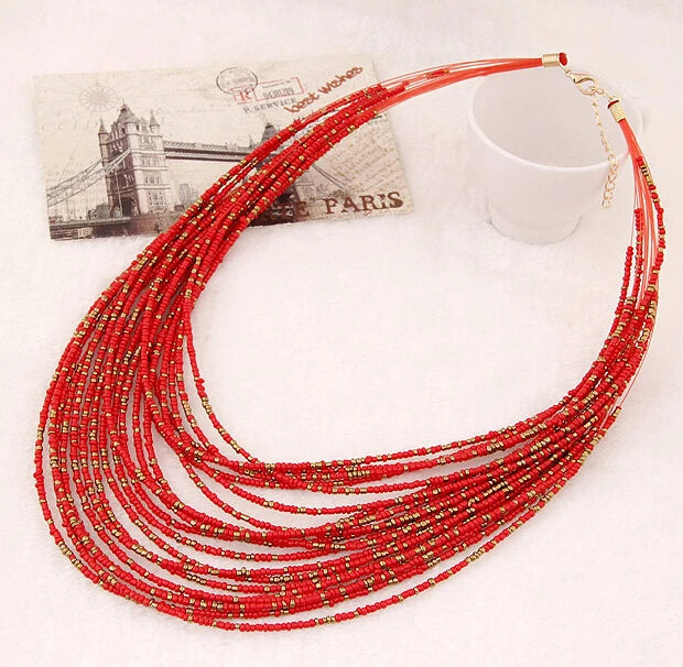 Statement Necklace for Women Collier Femme 2022 Fashion Boho Beads Multi-layer Choker Necklaces & Pendants Bijoux Collares