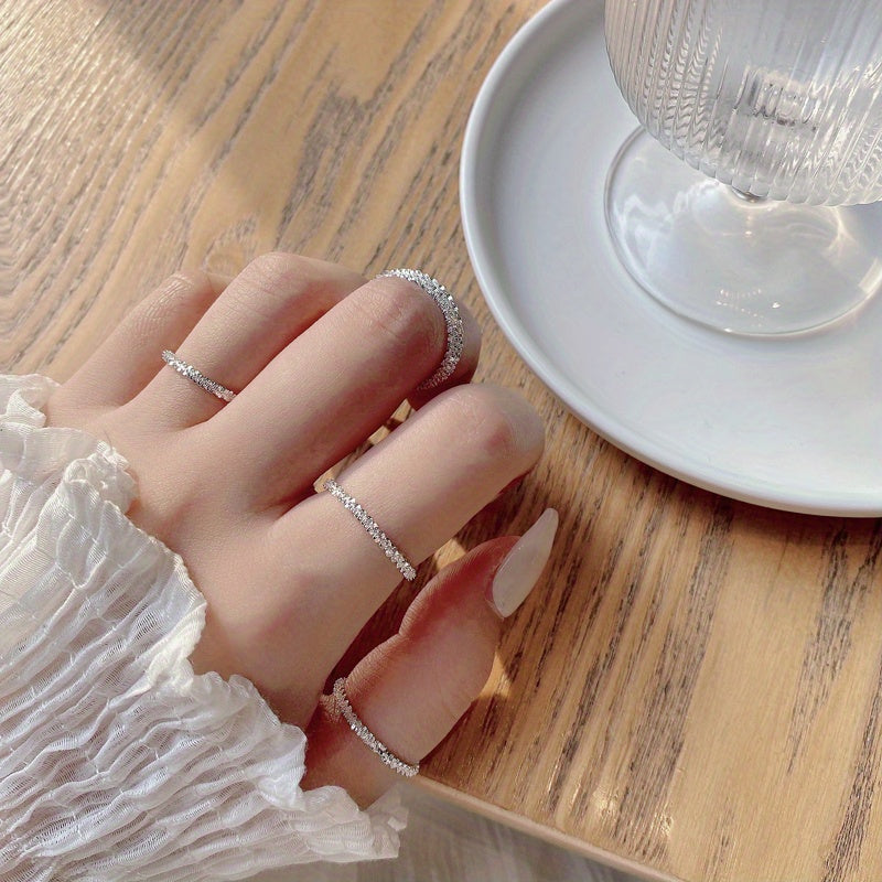 925 Sterling Silver Narrow Ring 18k Gold Plated Special Cutting Design Reflecting Sparkling Lights Match Daily Outfits Perfect Decor For Party (0.48g)