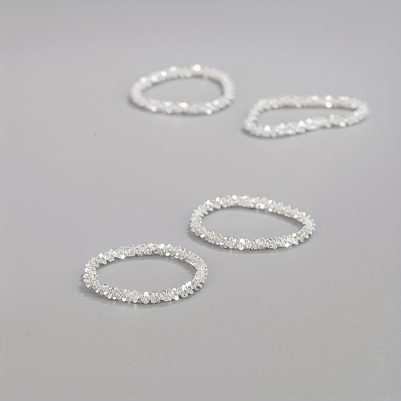 925 Sterling Silver Narrow Ring 18k Gold Plated Special Cutting Design Reflecting Sparkling Lights Match Daily Outfits Perfect Decor For Party (0.48g)