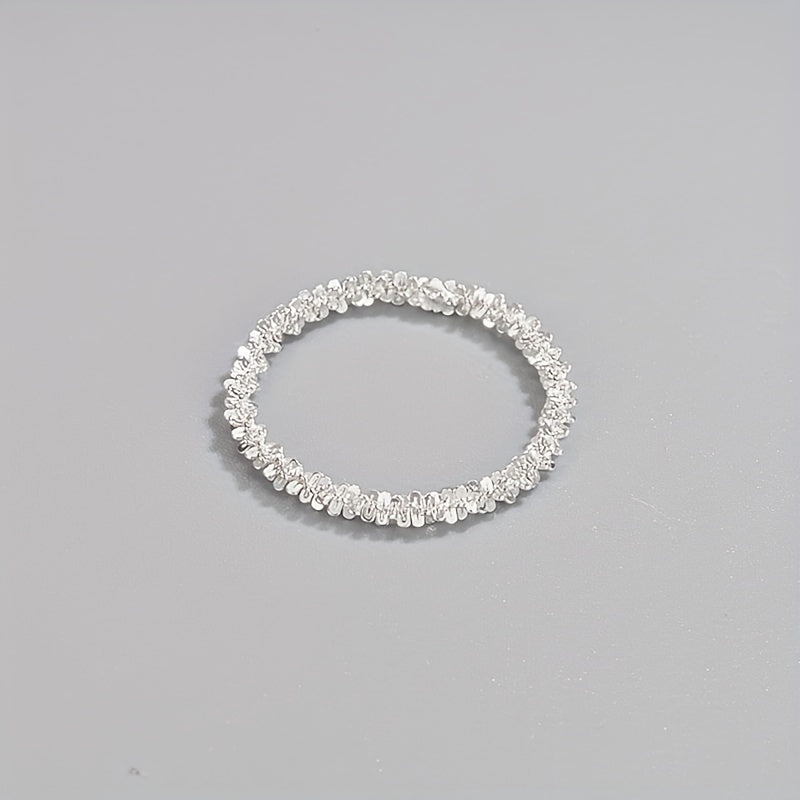 925 Sterling Silver Narrow Ring 18k Gold Plated Special Cutting Design Reflecting Sparkling Lights Match Daily Outfits Perfect Decor For Party (0.48g)