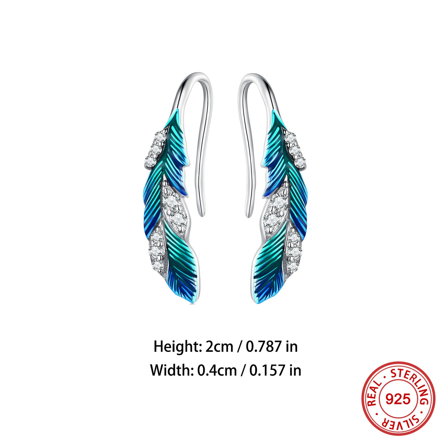 Sterling 925 Silver Exquisite Feather Design Dangle Earrings Elegant Cute Style Delicate Gift For Women