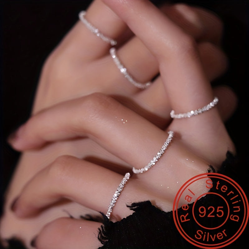 925 Sterling Silver Narrow Ring 18k Gold Plated Special Cutting Design Reflecting Sparkling Lights Match Daily Outfits Perfect Decor For Party (0.48g)