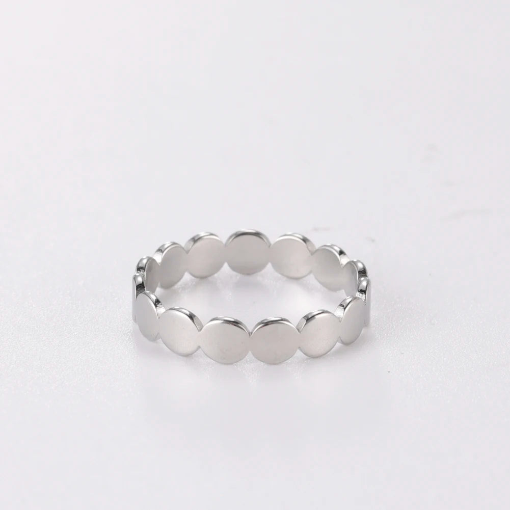 Skyrim Fashion Geometric Round Minimalist Rings for Women Girls Gold Color Stainless Steel Ring Wedding Party Jewelry Wholesale