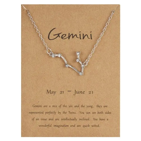 12 Constellation Zodiac Sign Necklace For Women Silver Color Jewelry Leo Aries Pendant Horoscope Necklace Chain Choker Gift