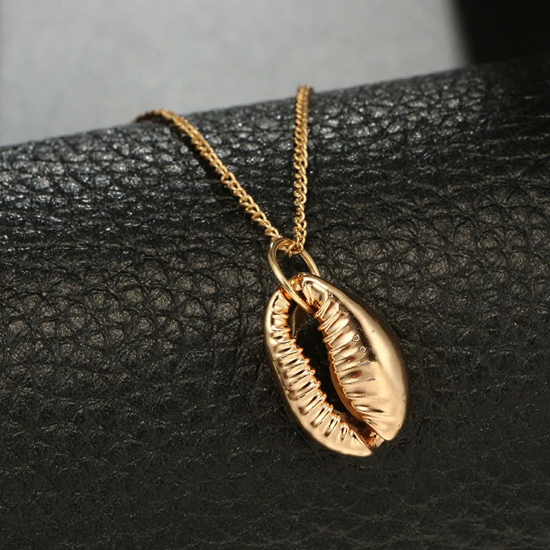 Women Necklace Boho Beach Sea Shell Cowrie Pendant Gold/Silver Plated Chain Necklace Fashion Jewelry Best Gifts