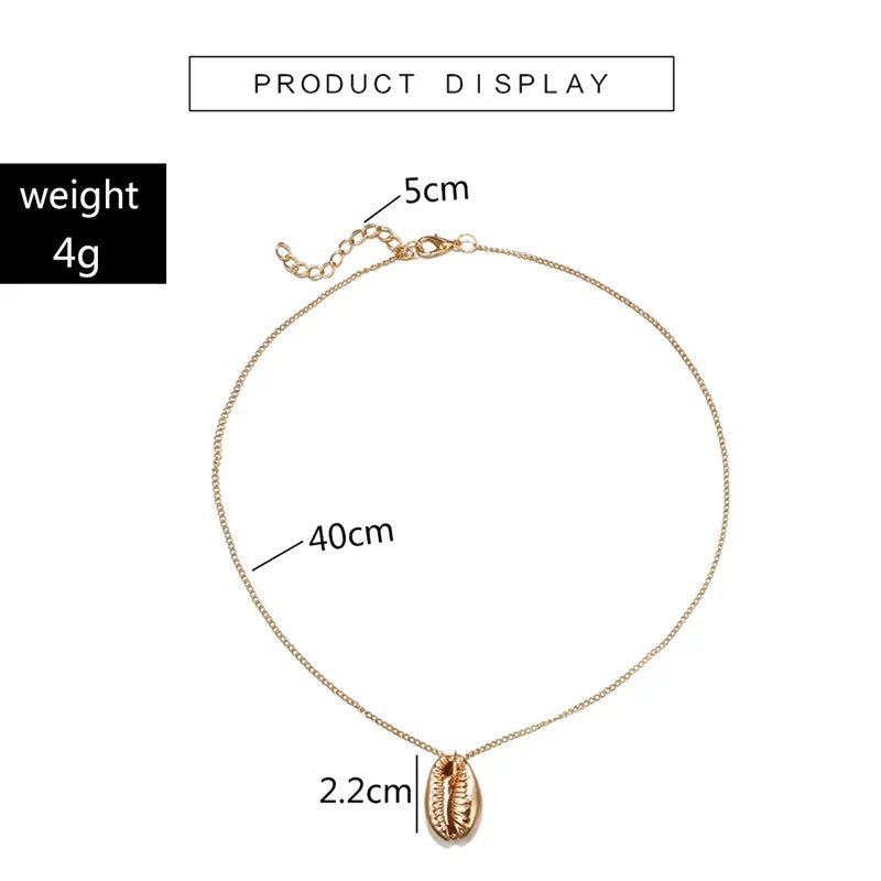 Women Necklace Boho Beach Sea Shell Cowrie Pendant Gold/Silver Plated Chain Necklace Fashion Jewelry Best Gifts