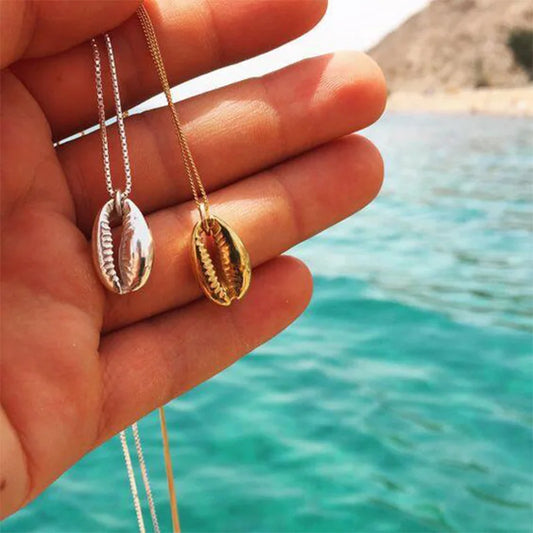 Women Necklace Boho Beach Sea Shell Cowrie Pendant Gold/Silver Plated Chain Necklace Fashion Jewelry Best Gifts