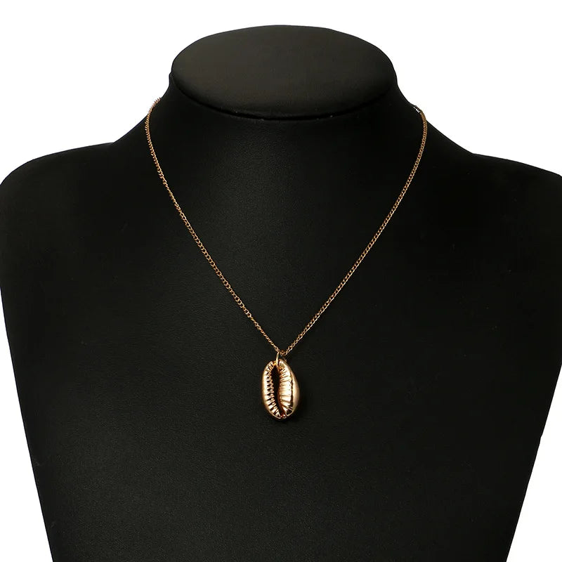 Women Necklace Boho Beach Sea Shell Cowrie Pendant Gold/Silver Plated Chain Necklace Fashion Jewelry Best Gifts