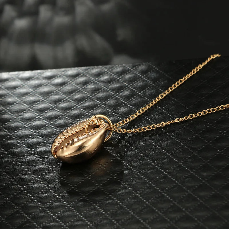 Women Necklace Boho Beach Sea Shell Cowrie Pendant Gold/Silver Plated Chain Necklace Fashion Jewelry Best Gifts