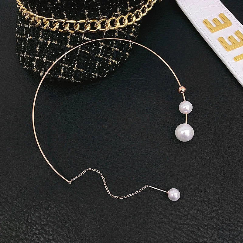 Clavicle Chain Fashion Necklace For Women Elegant Big White Imitation Pearl Choker Necklace Wedding Jewelry Collar 2021 New