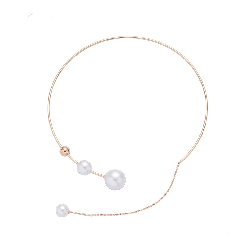 Clavicle Chain Fashion Necklace For Women Elegant Big White Imitation Pearl Choker Necklace Wedding Jewelry Collar 2021 New