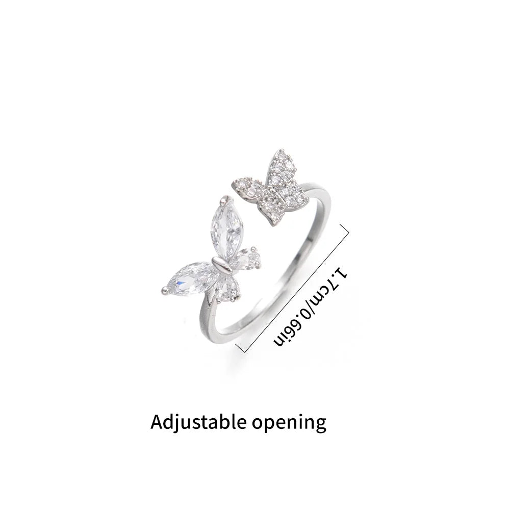 Y2K Sweet Bow Knot Zircon Ring Women Handmade Irregular Design Rings Girls Bow Openning Finger Ring Fashion Jewelry Friend Gifts