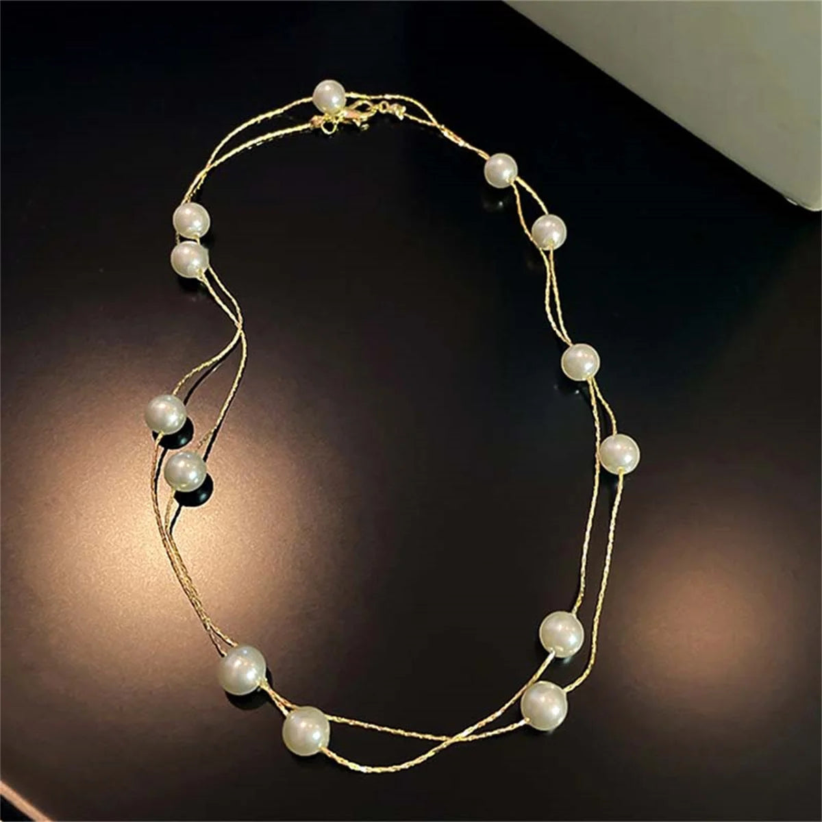 Minimalist Imitation Pearl Long Tassel Necklace For Women Ladies Elegant White Pearl Choker Clavicle Chain Wedding Party Jewelry