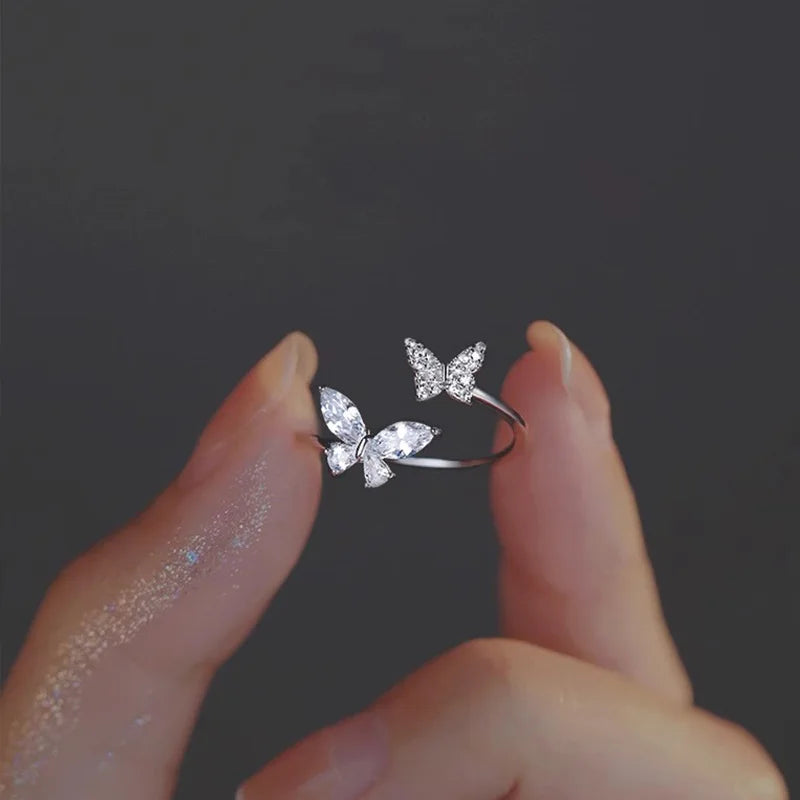 Y2K Sweet Bow Knot Zircon Ring Women Handmade Irregular Design Rings Girls Bow Openning Finger Ring Fashion Jewelry Friend Gifts