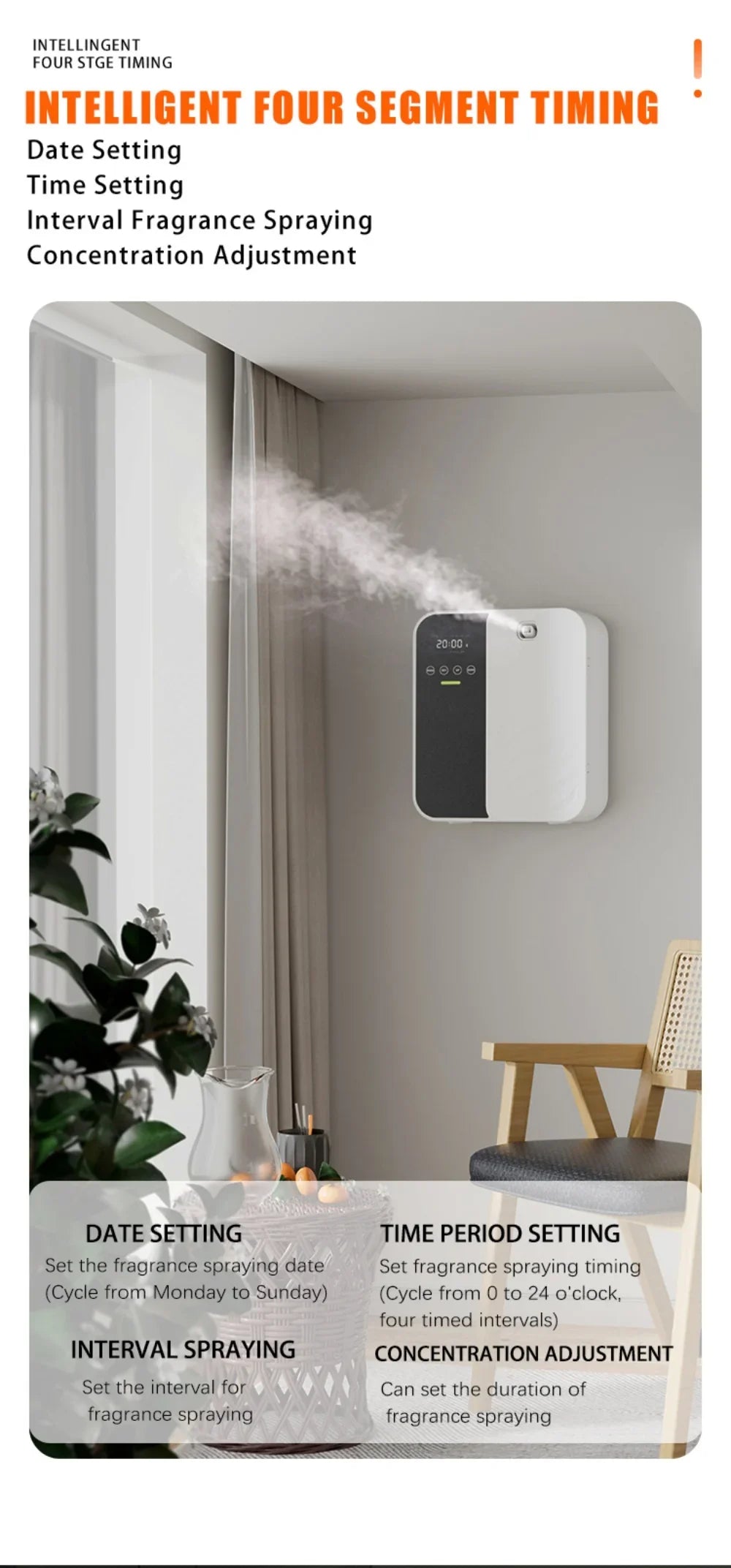 Aroma Diffuser 1000m³ Electric Scent Machine Smell Perfume Essential Oils Air Freshener 500ML Capacity Waterless Diffuser