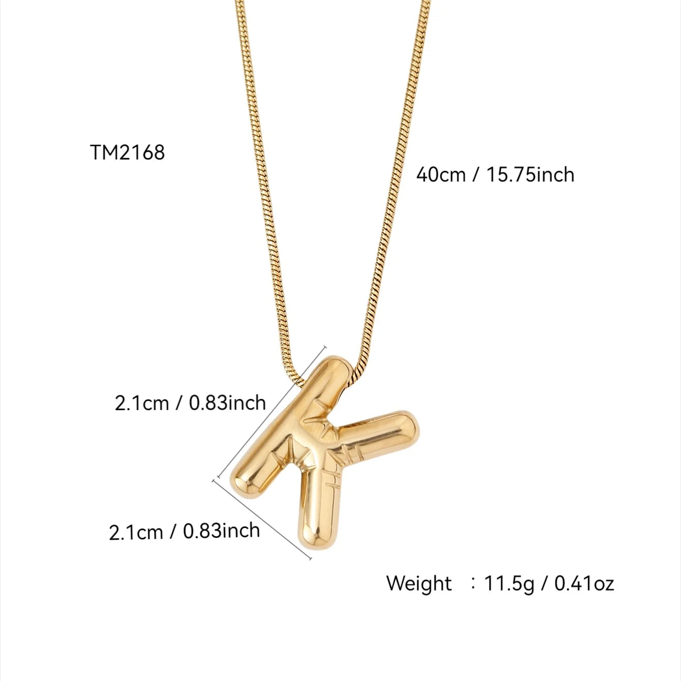 Korean Fashion Personality Cute Y2K Stainless Steel Plated 18K Gold, Q Version Of The Letter Pendant Necklace For Men And Women