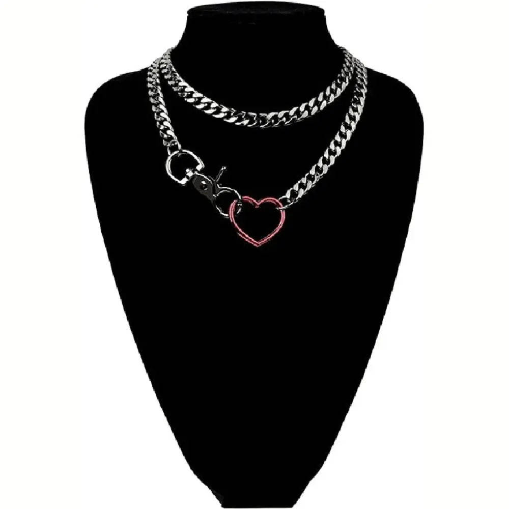 Heart Y-Necklace Link Chain Necklace No Fading Durable Choker with Tail Necklace Scratch Resistant Adjustable