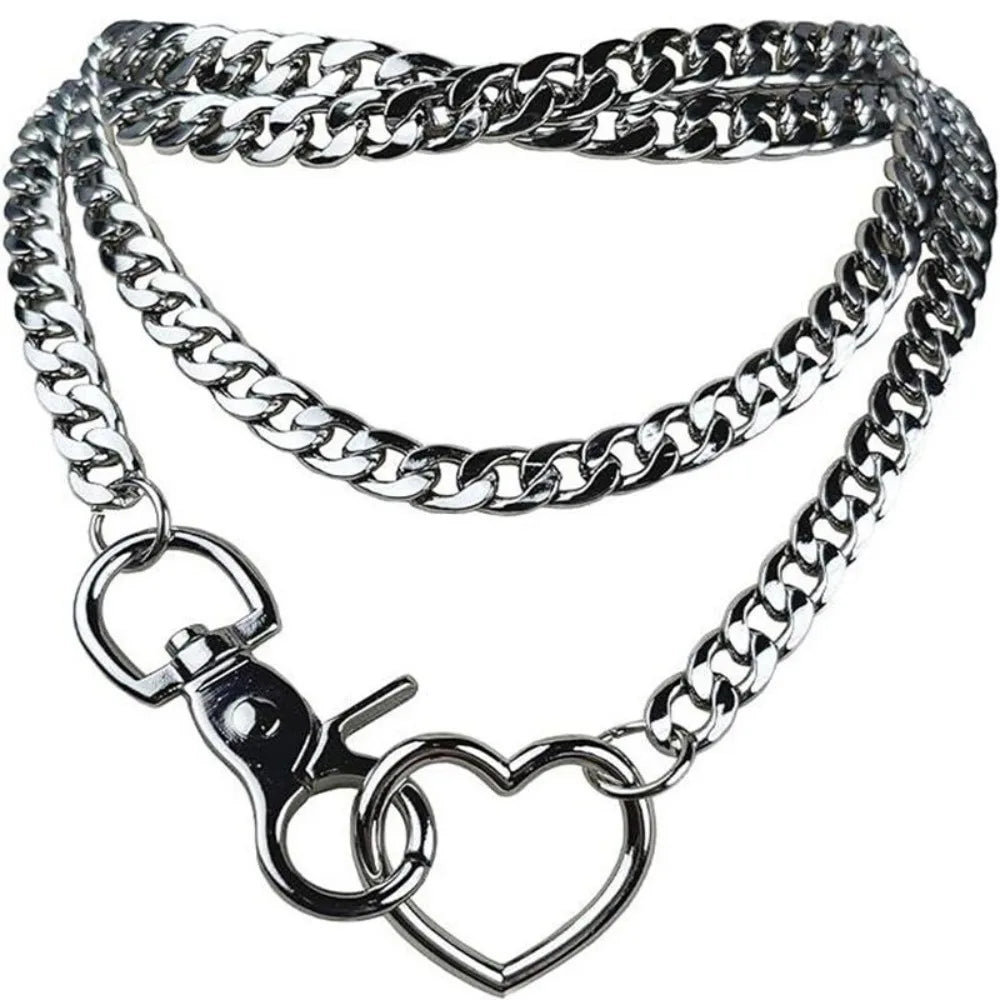Heart Y-Necklace Link Chain Necklace No Fading Durable Choker with Tail Necklace Scratch Resistant Adjustable