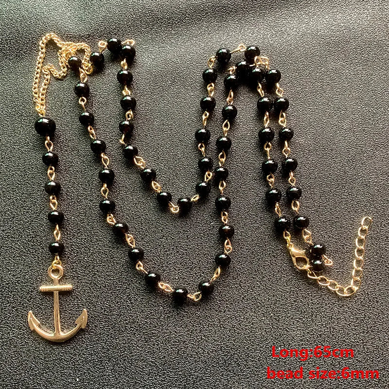 Natural Stone Beaded Necklace For Men Women Long Pendants Necklace Handmade Jewelry