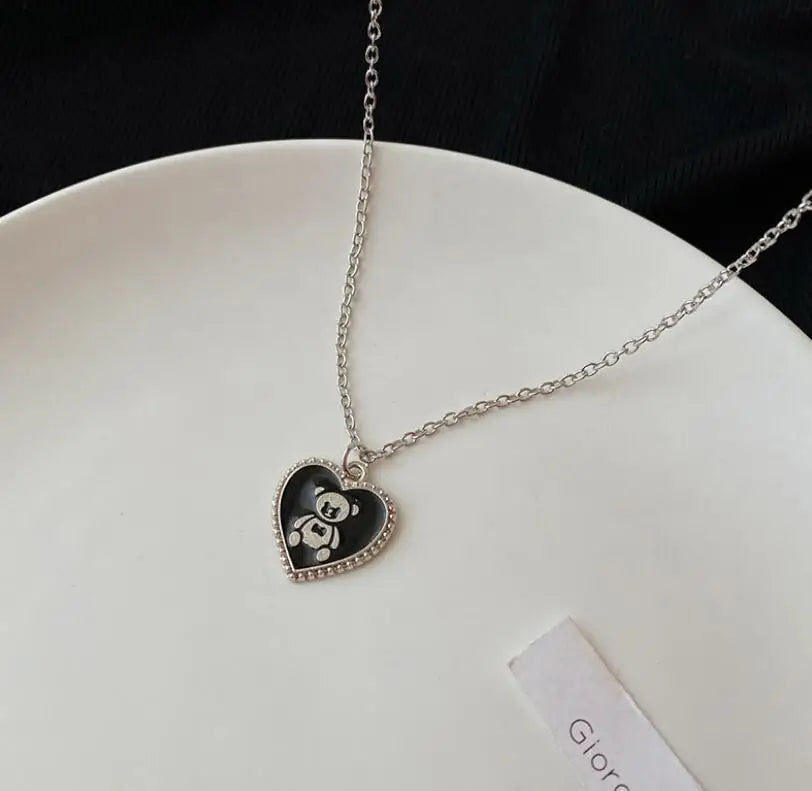 Necklace For Women Cute Simple Girls Animal Cat Sweet Heart Butterfly Pearl Embroidery Flowers Fashion