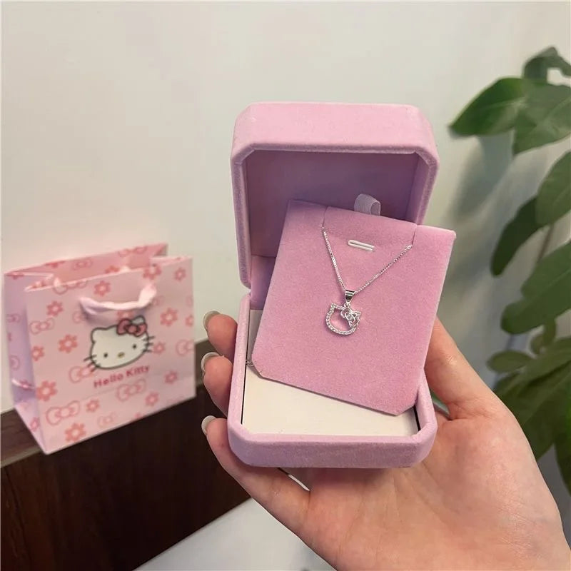 Hello Kitty Necklace for Girls Fashion Jewelry Accessories Aesthetic Neck Pendants Y2K Kawaii Sanrio Charms Chain Christmas Gift