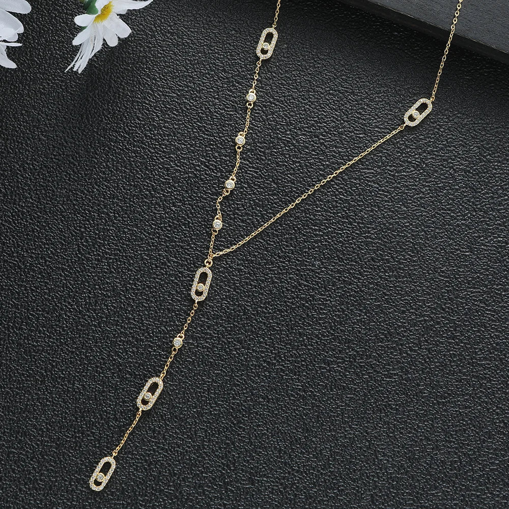 Classic Geometry Three Eye Pendant Tassel Neck Chain Clavicle Chain Necklace