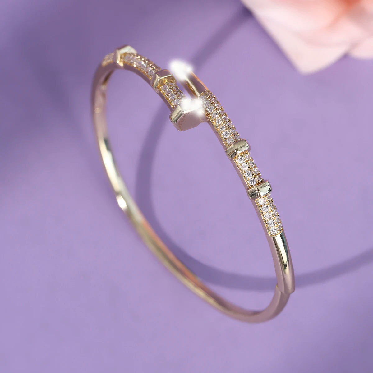 QYY Newest Copper with Zirconia Women's Bracelet Europe and United Daily Opening Bangles Holiday Show Jewelry Accessories