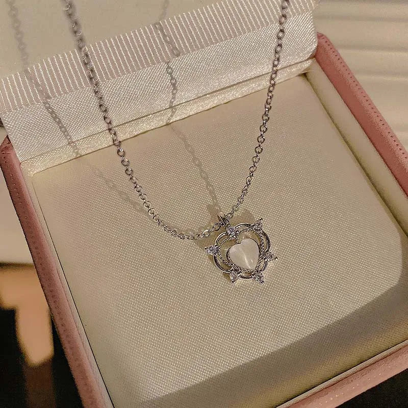 Y2K Shiny Star Necklace for Women Girls Silver Color Crystal Pendant Clavicle Chain Necklace Set Fashion New Trendy Party