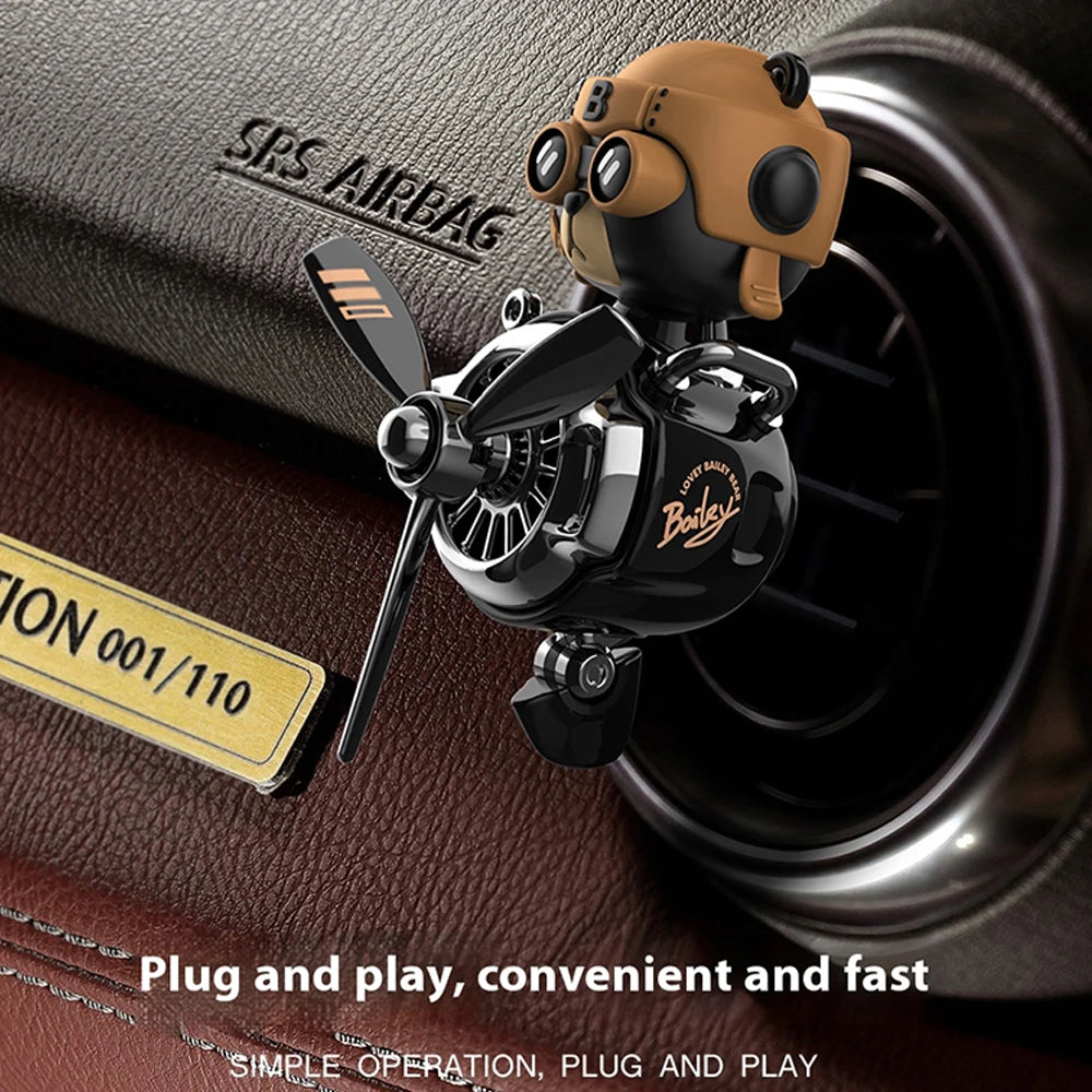 Car Aromatherapy Air Freshener Bear Pilot Rotating Propeller Aromatherapy Interior Perfume Diffuser Vent Fragrance Car Ornament