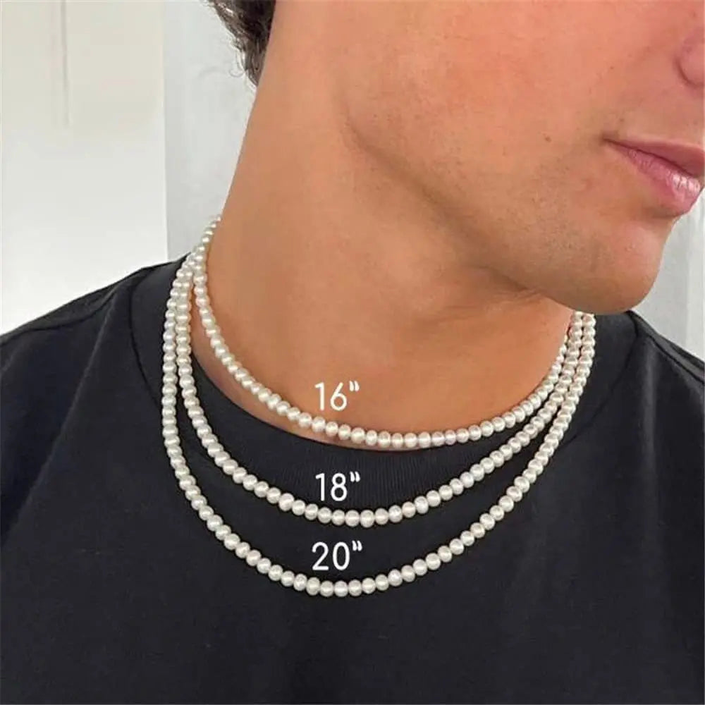 Pearl Necklace Men Simple Handmade Strand Bead Necklace 2022 New Trendy Men Jewelry for Women Girls Wedding Banquet Necklaces