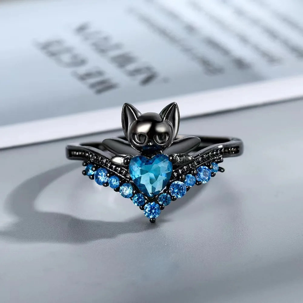 Cute Animal Themed Finger Rings Rhinestone Inlaid Cartoon CERBERUS Shape Opening Ring Jewelry Cosplay Props Gift For Friends